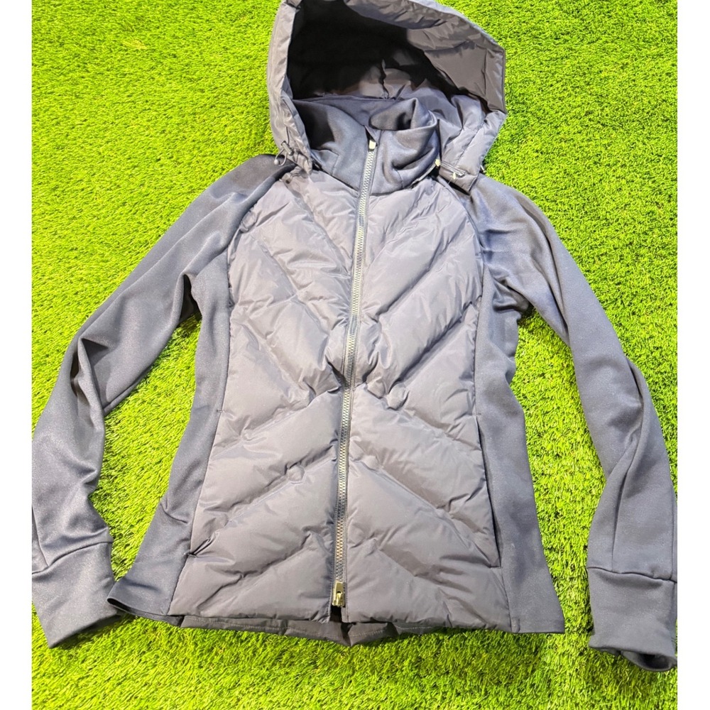 Athleta Navy‎ Quilted Hooded Jacket Athletic Performance Activewear Size S